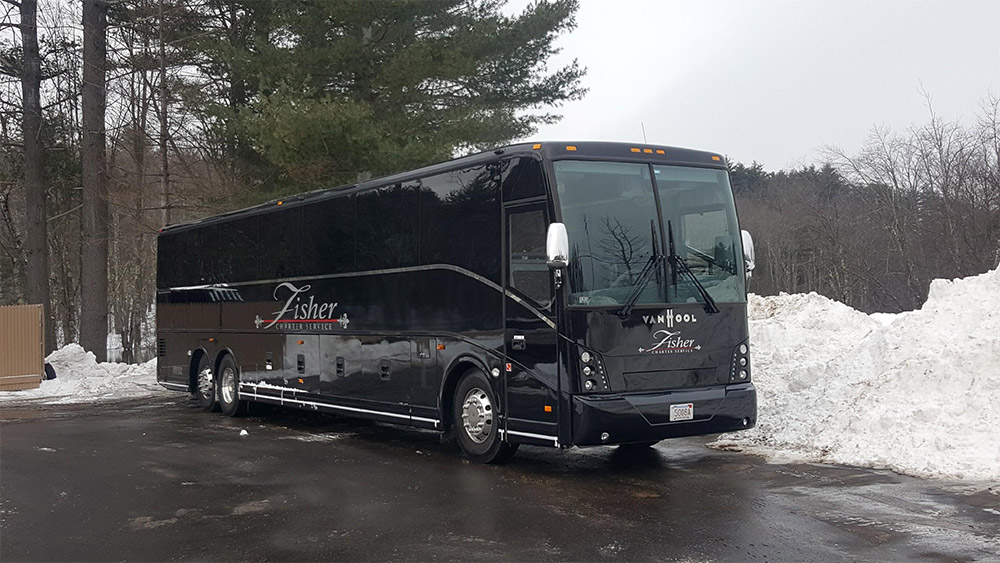 fisher charter bus in snow