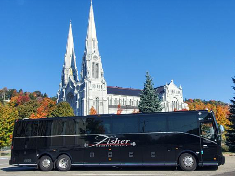 Church tour in black bus